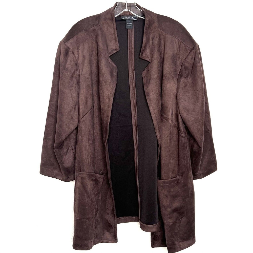 NYCC New York Clothing Co. Blazer Jacket Brown Polyester Spandex 3/4 Sleeve 3X